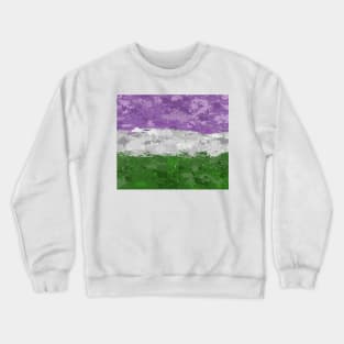 Abstract Paint Splatter Genderqueer Pride Flag Pattern Crewneck Sweatshirt